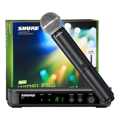 Microfone Dinâmico Shure BLX24 SM58 Sem Fio para Voz e