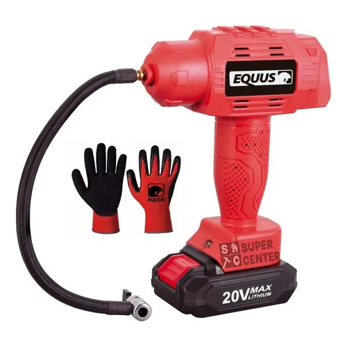 Inflador Compresor Pistola A Bateria Equus Globos,bici Auto Color Rojo Frecuencia 50hz