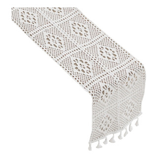Corredor De Mesa Oco De Renda De Crochê Bege 1pc Com Tasse D Corredor De Mesa Oco De Renda De Crochê Bege 1pc Com Tasse D
