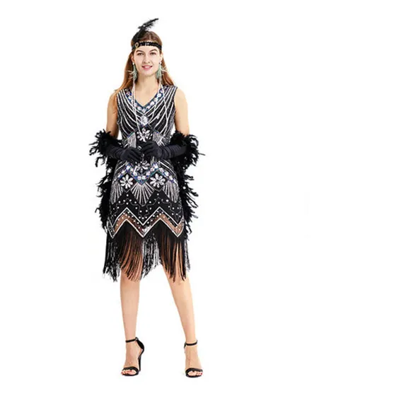 Vestido Vintage De Años 20 Gatsby Con Flecos