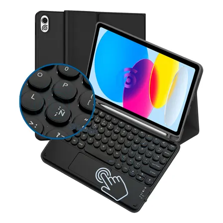 Funda Para iPad A16 Y iPad 10 Con Teclado Español Y Touchpad