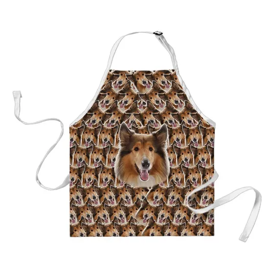 Delantal Perro Collie Pelo Largo Cara Animal Compañia Cabeza