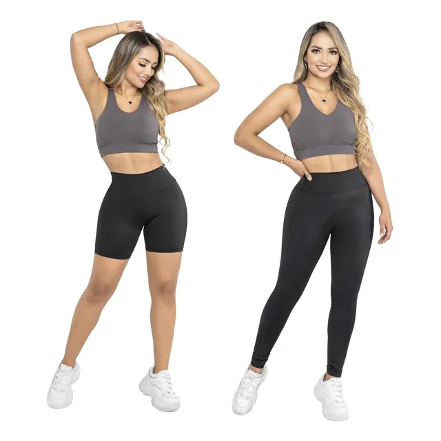 Combo X2: Leggins Deportivos Tiro Alto + Biker Short Licra