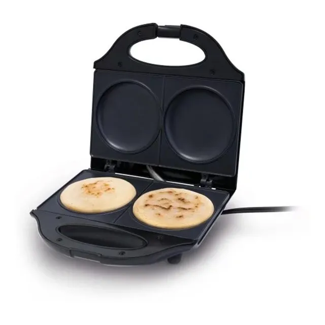 Arepa Maker Sanduchera Pancake Redonda Doble Home Elements Color Negro
