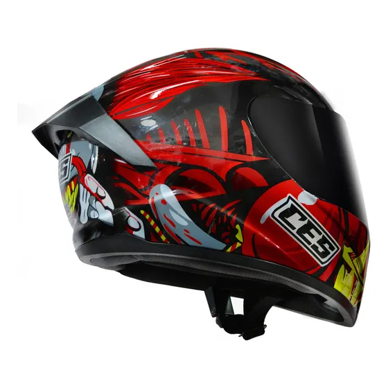 Casco Moto Ces Doble Visor Rojo Brillo Certificado