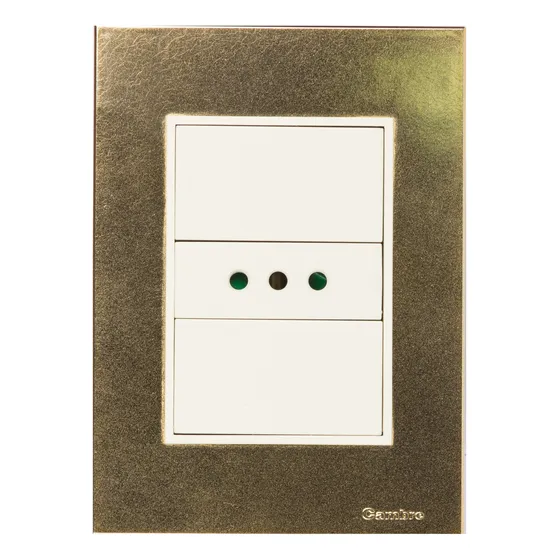Plaqueta Tomacorriente Bauhaus L/mod Y 2 Mod Ciegos Oro