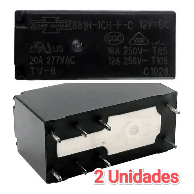 Rele 8 Pines 881h-1ch-f-c 12vdc 20a - Relay Arduino 12v Spst