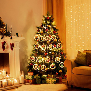 Serie De Luces 10 Aros Navideños Cortina Colgante Luz Led 3m Luces Blanco Calido Serie De Luces 10 Aros Navideños Cortina Colgante Luz Led 3m Luces Blanco Calido
