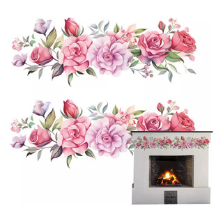 Adhesivo Decorativo De Pared De Pvc Con Flores De Color Rosa Adhesivo Decorativo De Pared De Pvc Con Flores De Color Rosa