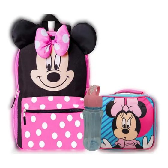 Bolso Escolar Con Lonchera De Minnie Mouse