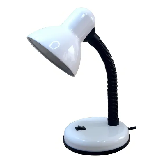 Lampara Escritorio Mesa Cuello Flexible Color De La Estructura Base Fija Blanca