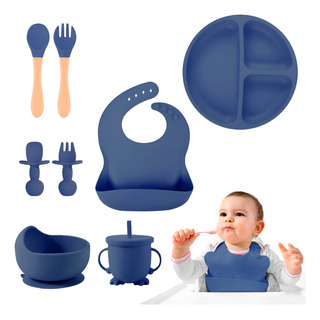 Set De Cubiertos For Bebés Silicona Plato Antideslizante Set De Cubiertos For Bebés Silicona Plato Antideslizante
