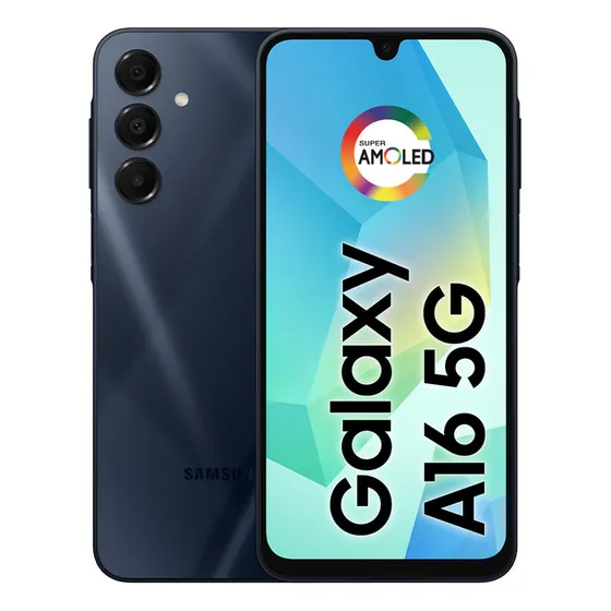 Teléfono celular Samsung Galaxy A16 5g, 256 GB + 8 GB de RAM, cámara de hasta 50 MP, pantalla 6.7, NFC, Ip54, batería azul oscuro de 5000 mAh