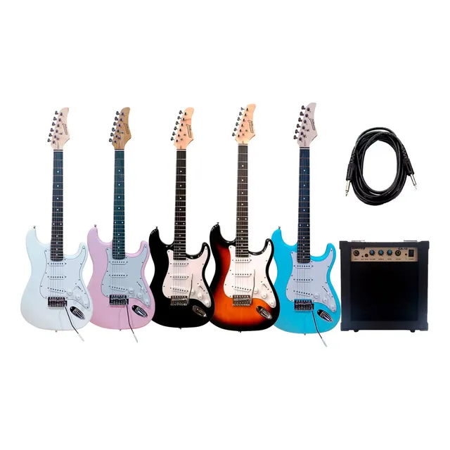 Combo Guitarra Eléctrica Stratocaster Amplificador + Cable