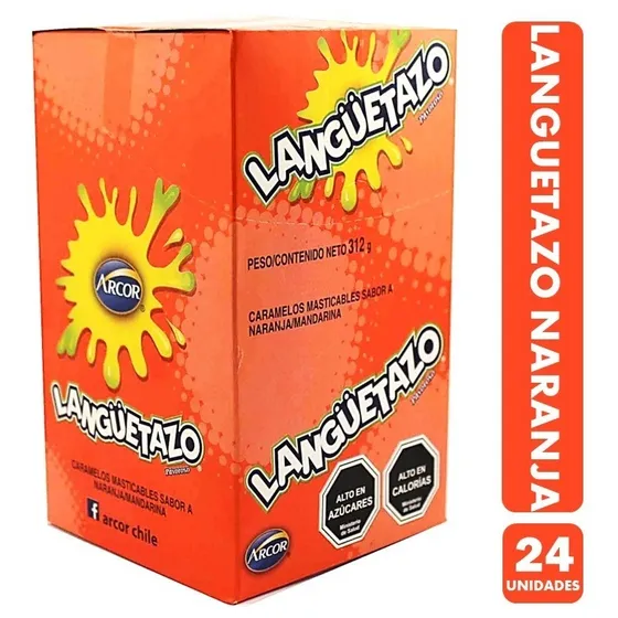 Caramelo Langüetazo Naranja (caja Con 24 Unidades)