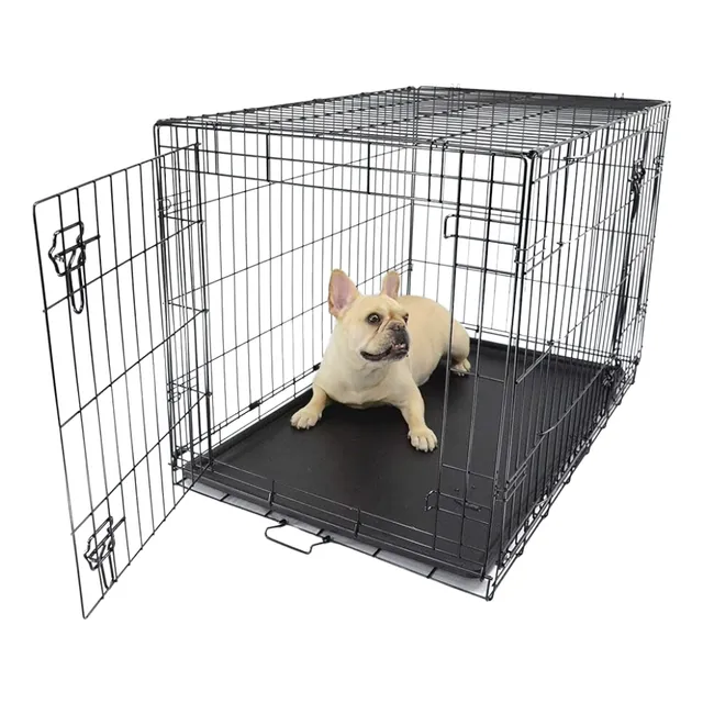 Jaula De Mascota Adultacachorro Para Veterinaria O Casa 96cm Color Negro
