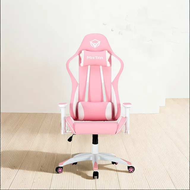 Silla Gamer Meetion Escritorio Gaming Chr15 Color Rosa 
