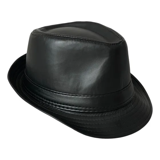 Sombrero Borsalino Fedora Eco Cuero  Dandy Gardelito 24046 Negroeco Cuero Unico 57-59