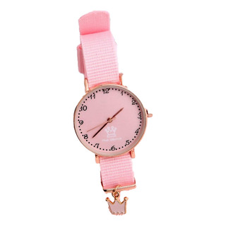 Nuevo Reloj Nylon Rosa Con Dije De Corona Nuevo Reloj Nylon Rosa Con Dije De Corona