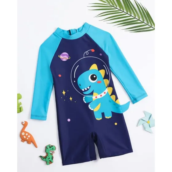 Traje De Baño Completo Dinosaurio Manga Larga