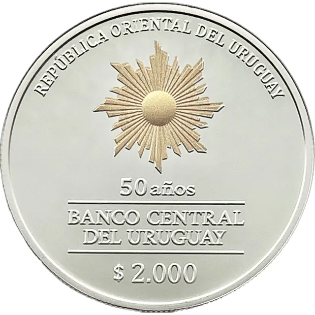 Uruguay Moneda Conmemorativa Bcu 50 Años 2000 Pesos 2017