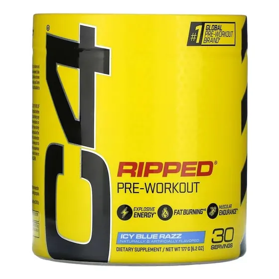 Cellucor Pre Workout Powder Suplemento En Polvo C4 Ripped Carnosyn Beta-alanina Sabor Icy Blue Razz Pote 180g