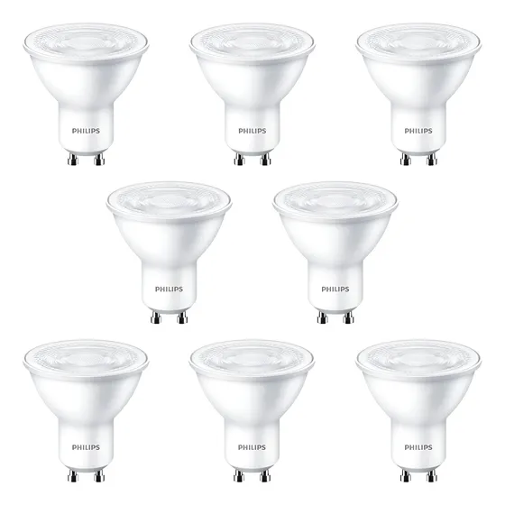 Kit 8 Ampolletas Led Gu10 Philips 4.7w Luz Cálida