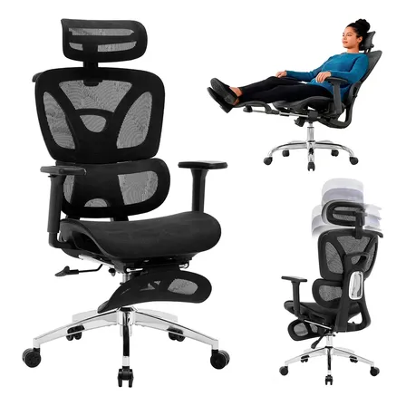 Cadeira De Escritório Ergonômica Respirável Suporte Lombar Preto Couro Sintético