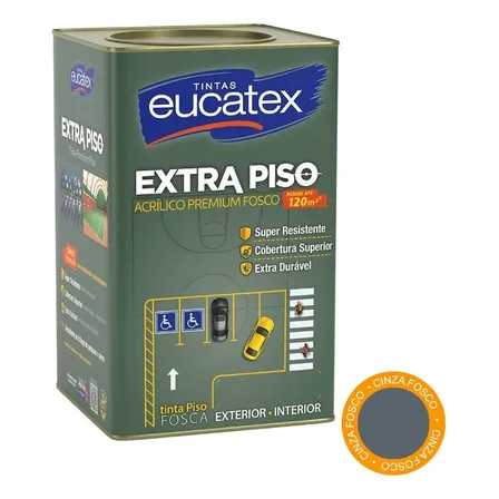 Tinta Acrílica para Piso Eucatex Extra Piso Premium Cinza 18L, para Cimento e Tr
