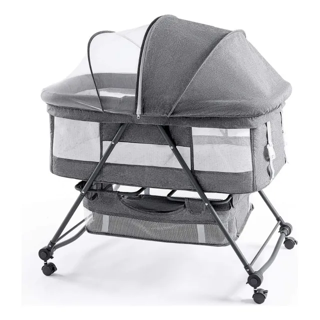 Onehome cuna corral viajero bebe mosquitero plegable color gris diseño de la tela liso