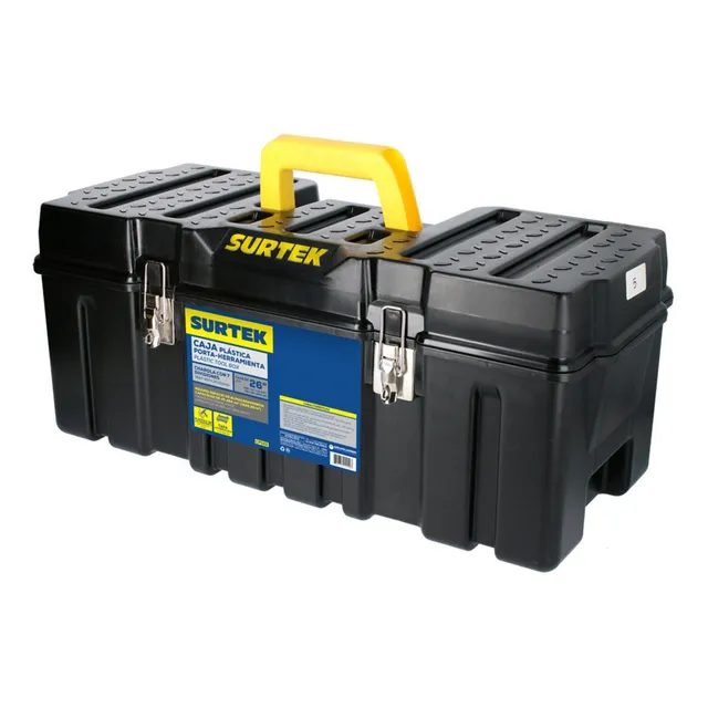 Caja Porta Herramienta Plastica Surtek Cps26 Organizadora Color Negro