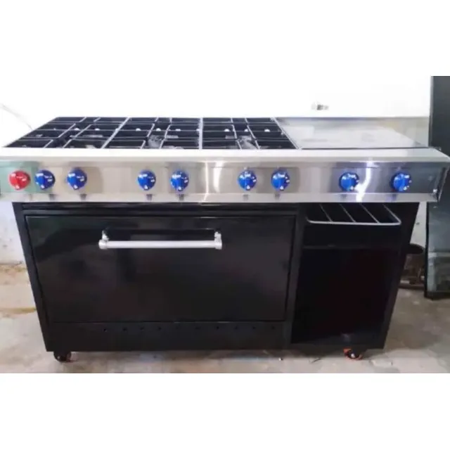 Cocina Industrial Nueva A Gas 6 Hornillas, Horno Y Plancha.