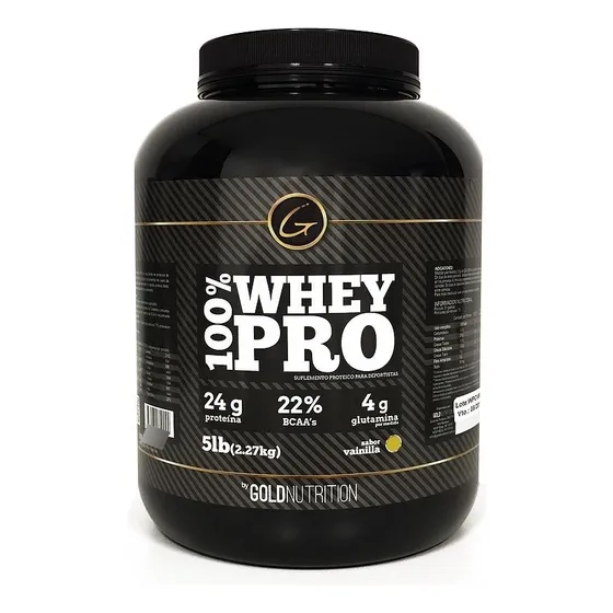 Proteína - 100% Whey Pro 5lb - Gold Nutrition Sabor Natural