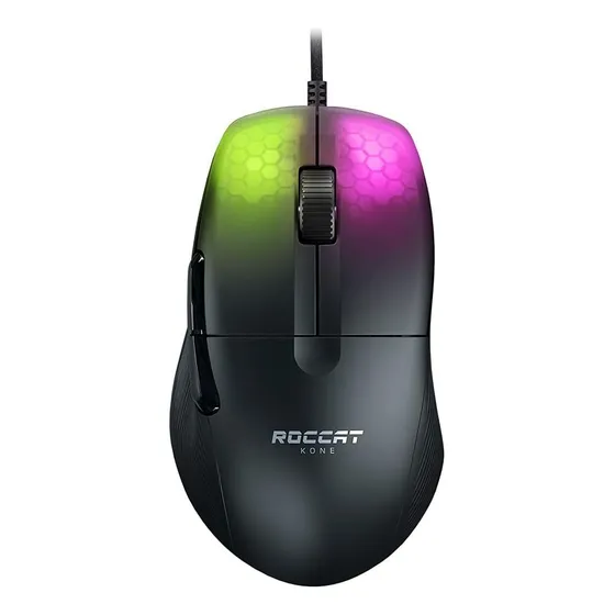Mouse Raton Gamer Roccat Kone Pro Ligero Rgb Switch Titan Color Negro