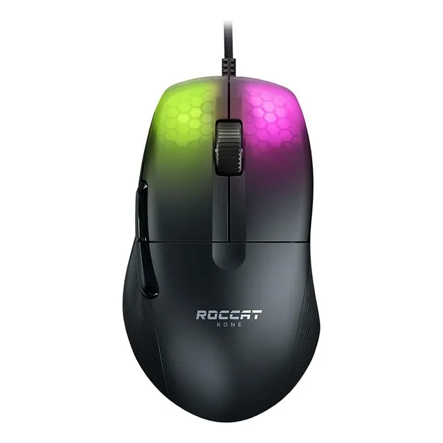 Mouse Raton Gamer Roccat Kone Pro Ligero Rgb Switch Titan Color Negro