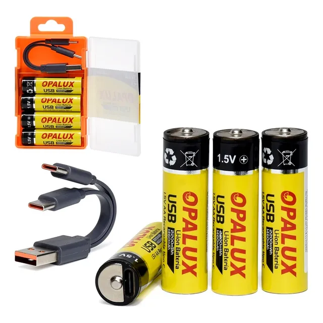 Pilas Recargables Aa 1,5v Tipo Usb- C 2200mah 4und Opalux