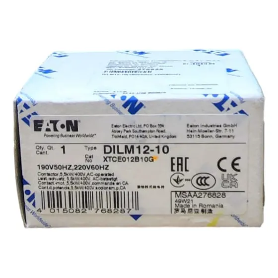 Dilm12-10 (120v60hz) Contactor 12 Amp Bobina 120 Vac Eaton