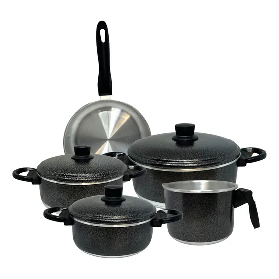 Conjunto De Panelas Craquelado Preto Promoção