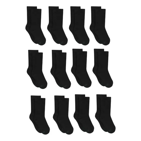 Paquete De 12 Pares De Medias Color Negro Hanes Para Niños 