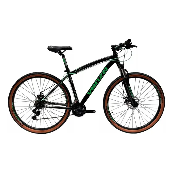 Bicicleta Mtb Venzo Loki Rodado R29 Shimano 2024 Color Negro/verde Tamaño Del Cuadro 20