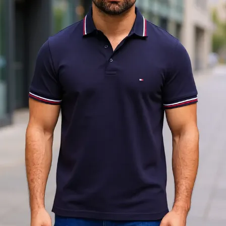 Camisa Polo Tommy Hilfiger Masculino Thmw0mw37346 Desert Sky N/a Gg Lisa