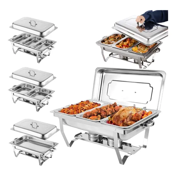 Bufetera 3 Espacios De Acero Inoxidable Para Chef Comedor 9l