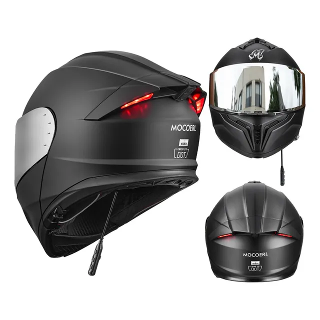 Cascos Moto Abatible Negro Luz Led Bluetooth Mica Plata Dot Diseño Monocolor Tamaño Del Casco S