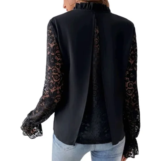 Blusa Shein Negra Encaje S