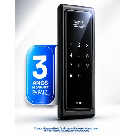 Fechadura Digital Eletronica Papaiz Sl140 Sobrepor | Senha Fechamento Automático Preto