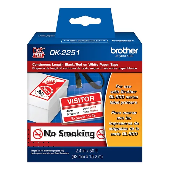 Rollo Contínuo Etiquetas Térmicas Brother Dk-2251 Negro/rojo