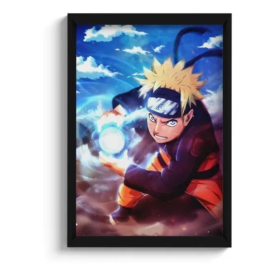 Quadro Anime Naruto Rasengan Com Moldura E Vidro A5