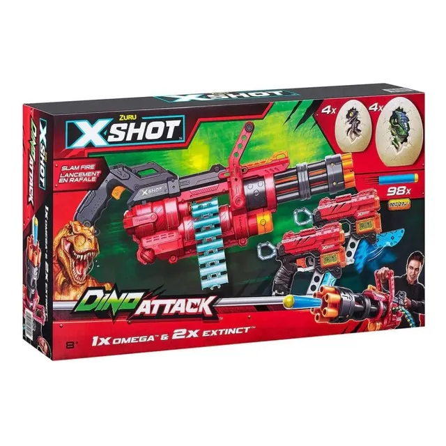 Lanzador Zuru X-shot Dino Attack 3 Pistolas 98 Dardos Nerf