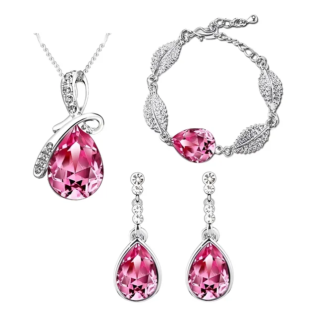 Collar Aretes Y Pulsera  Joyas Cristal Austriaco Mujer