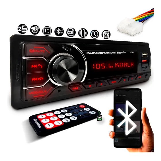 Som Automotivo Universal Mp3 Rádio Player Usb Bt Sd Pendrive